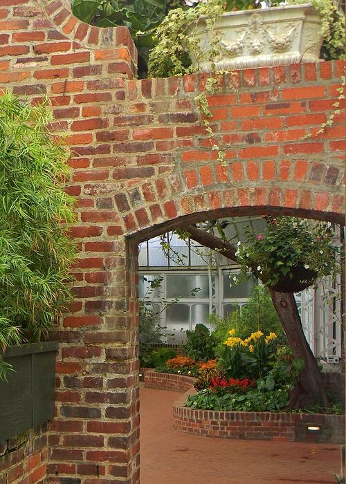 Brick Greeting Card featuring the photograph Brick Archway by Jean Goodwin Brooks