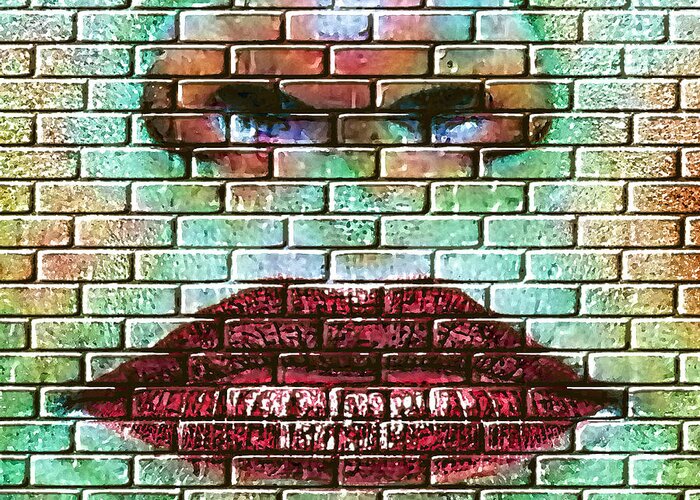 Lips Greeting Card featuring the mixed media Brick Kisses by Tyler Robbins