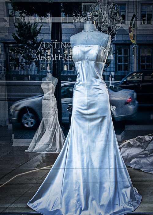 Art Greeting Card featuring the photograph Bridal Dress Window Display in Ottawa Ontario by Randall Nyhof