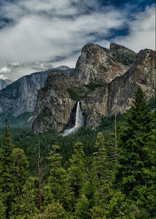Waterfall Greeting Card featuring the photograph Bridalveil and Cathedral Rocks by Cat Connor