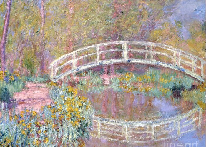 Monet Greeting Card featuring the painting Bridge in Monet's Garden by Claude Monet