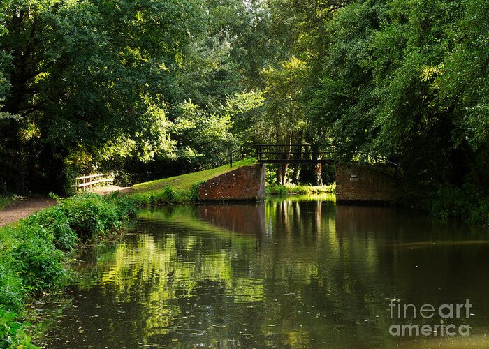 English Canals Greeting Card featuring the photograph Bridge over the Wey Navigation in Surrey by Louise Heusinkveld