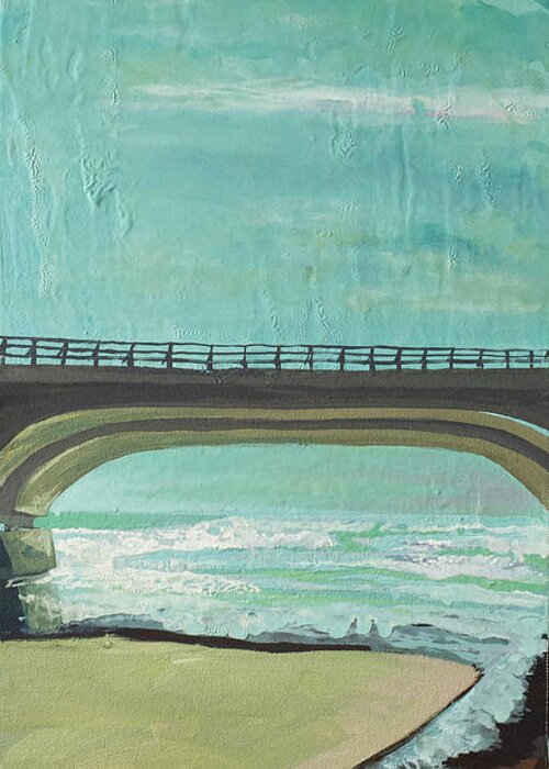 Bridge Greeting Card featuring the painting Bridge Where Waters Meet by Joseph Demaree