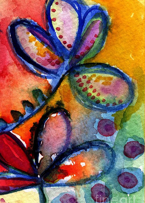 Abstract Greeting Card featuring the painting Bright Abstract Flowers by Linda Woods