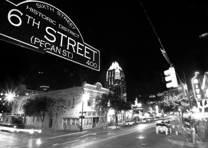 Austin Greeting Card featuring the photograph Bright Lights at Night by John Gusky
