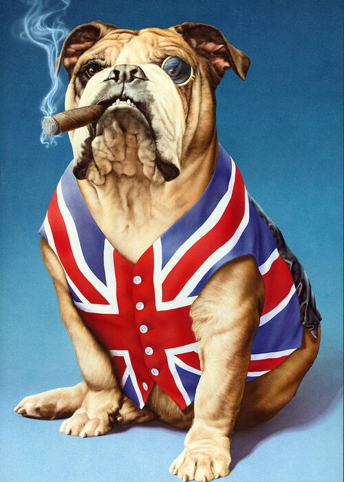 British Greeting Card featuring the photograph British Bulldog by MGL Meiklejohn Graphics Licensing