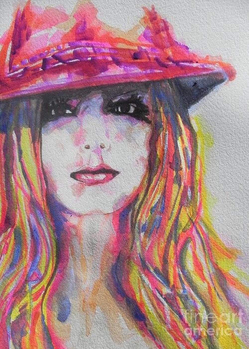 Watercolor Painting Greeting Card featuring the painting Britney Spears by Chrisann Ellis