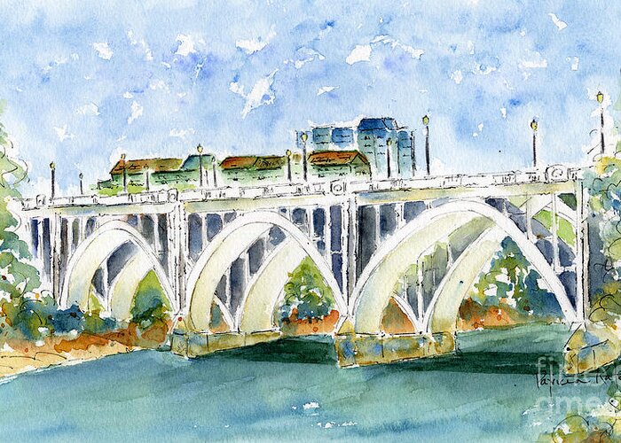 Impressionism Greeting Card featuring the painting Broadway Bridge by Pat Katz