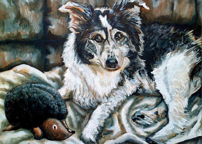 Dog Greeting Card featuring the painting Brody by Shana Rowe Jackson