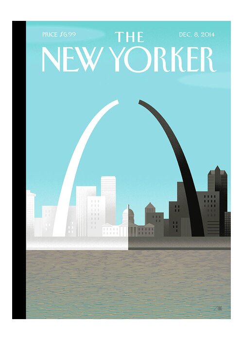 Black Greeting Card featuring the painting Broken Arch by Bob Staake