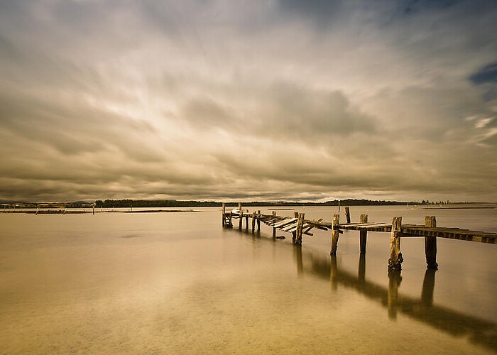 Manning Point Nsw Greeting Card featuring the photograph Broken Jetty 01 by Kevin Chippindall
