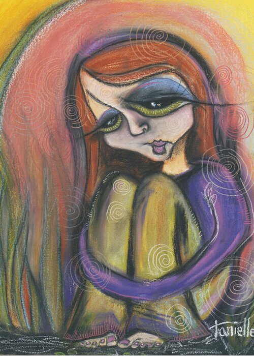 Self Portrait Greeting Card featuring the pastel Broken Spirit by Tanielle Childers