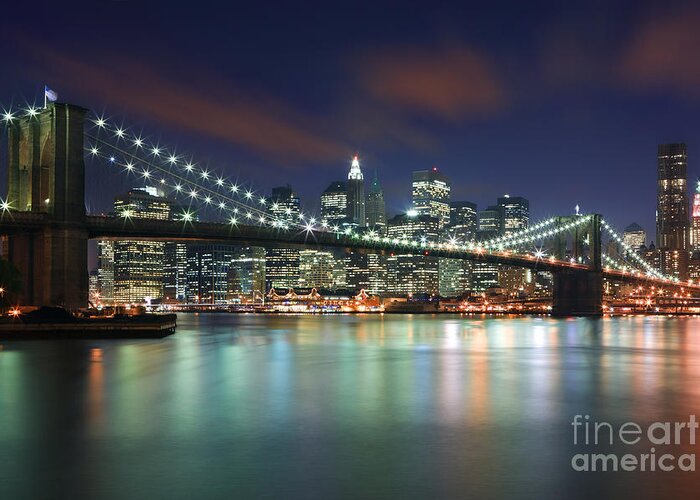 America Greeting Card featuring the photograph Brooklyn Bridge by Henk Meijer Photography