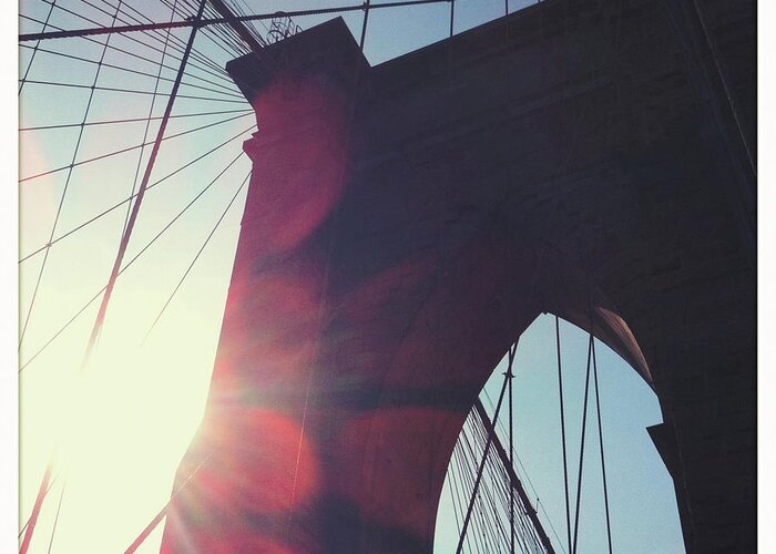 Arch Greeting Card featuring the photograph Brooklyn Bridge In Sunshine by Ixefra