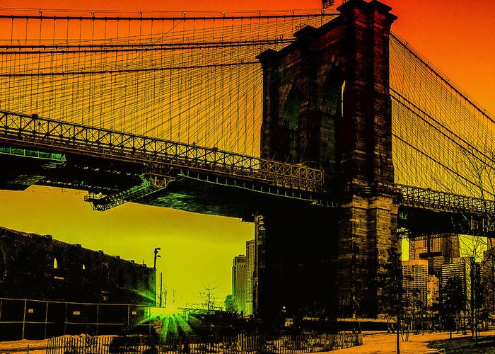 Brooklyn Greeting Card featuring the photograph Brooklyn Bridge Pop by Alissa Beth Photography