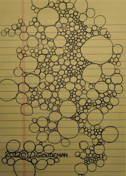 Non-objective Greeting Card featuring the drawing Bubbles by Denis Gloudeman