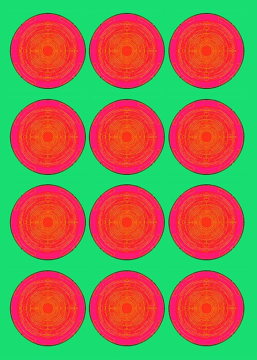 Sun Greeting Card featuring the painting Bubbles Watermelon Warhol by Robert R by Robert R Splashy Art Abstract Paintings