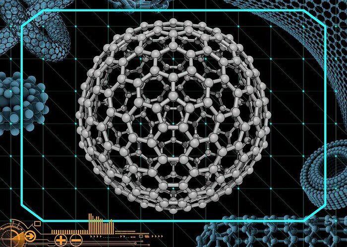 Allotrope Greeting Card featuring the photograph Buckyball C320 Molecule by Laguna Design/science Photo Library