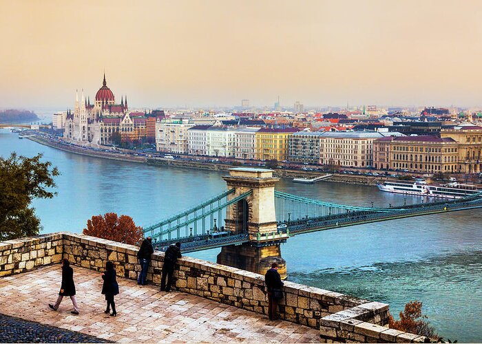 Hungarian Parliament Building Greeting Card featuring the photograph Budapest - Hungarian Pastels by John And Tina Reid