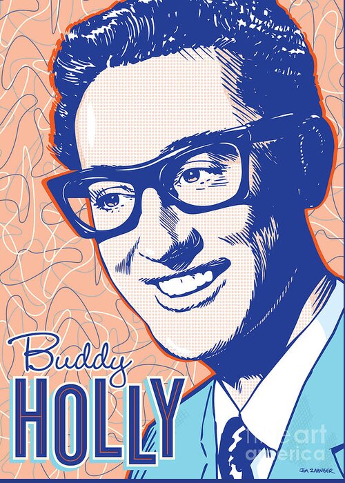 Rock And Roll Greeting Card featuring the digital art Buddy Holly Pop Art by Jim Zahniser