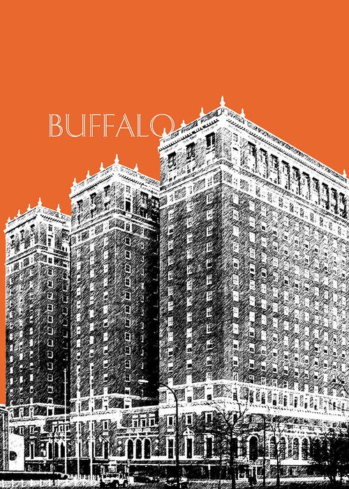 Architecture Greeting Card featuring the digital art Buffalo New York Skyline 2 - Coral by DB Artist