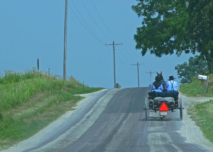 Amish Greeting Card featuring the photograph Buggy Ride by Ann Horn