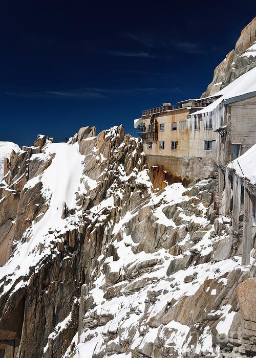 Aiguille Greeting Card featuring the photograph building in Aiguille du Midi - Mont Blanc by Antonio Scarpi