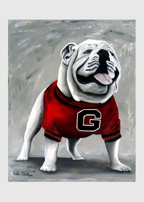 University Of Georgia Greeting Card featuring the painting UGA Bulldog College Mascot Dawg by Katie Phillips