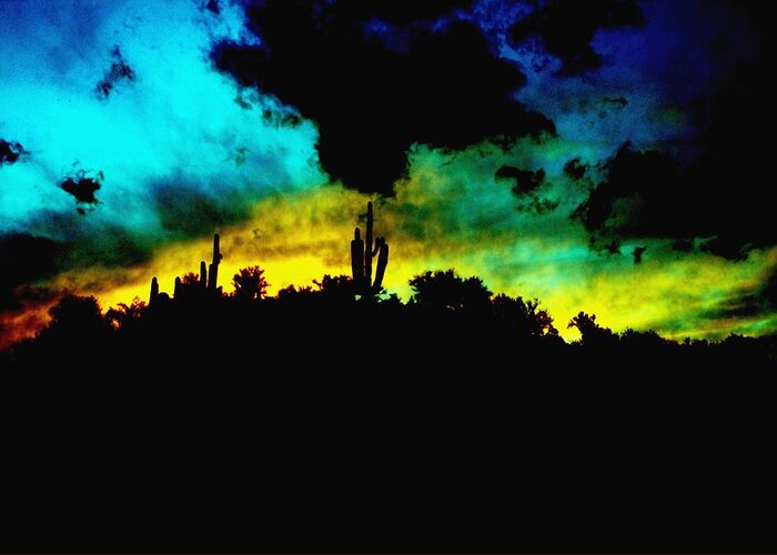 Desert Greeting Card featuring the photograph Burro sunset abstract by Alfredo Martinez