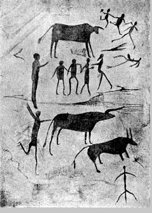 Chirography Greeting Card featuring the painting Bushmen Rock Art Paintings by Science Source