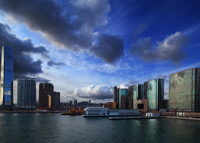 Kowloon Greeting Card featuring the photograph Business Harbour by Afrison Ma