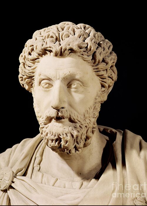 Bust Of Marcus Aurelius Greeting Card featuring the sculpture Bust of Marcus Aurelius by Anonymous