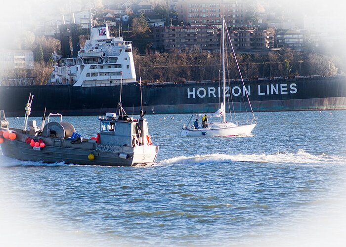 Bellingham Greeting Card featuring the photograph Busy Harbor by Judy Wright Lott