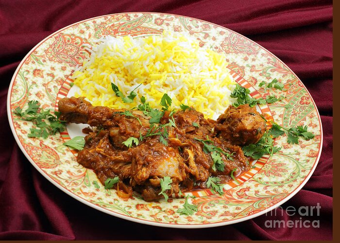 Chicken Greeting Card featuring the photograph Butter chicken masala meal by Paul Cowan