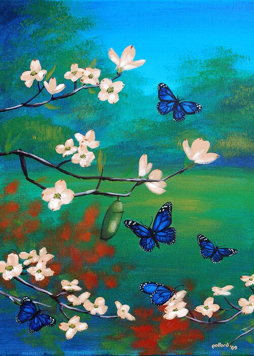Butterfly Greeting Card featuring the painting Butterfly Blue by Glenn Pollard