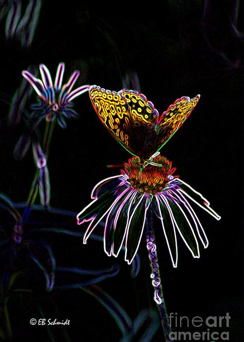 Butterfly Garden Greeting Card featuring the digital art Butterfly Garden 03 - Great Spangled Fritillary by E B Schmidt