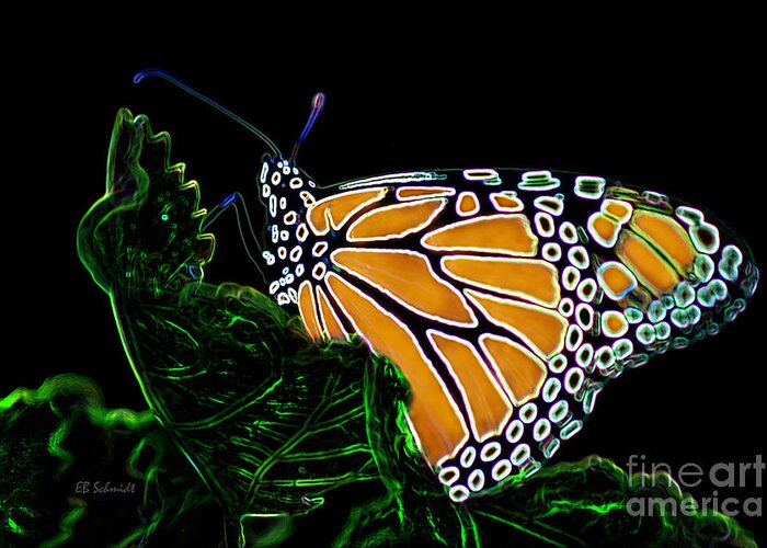 Butterfly Garden Greeting Card featuring the digital art Butterfly Garden 12 - Monarch by E B Schmidt