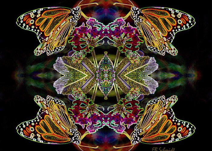Butterfly Garden Greeting Card featuring the digital art Butterfly Reflections 02 - Monarch by E B Schmidt