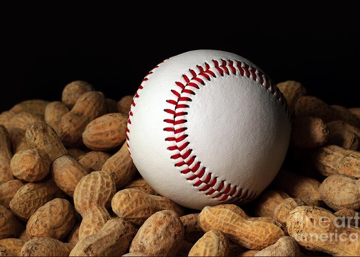 Andee Design Baseball Greeting Card featuring the photograph Buy Me Some Peanuts - Baseball - Nuts - Snack - Sport by Andee Design