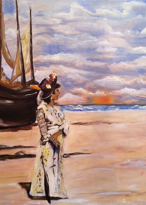 Art Greeting Card featuring the painting By The Sea by Ryszard Ludynia