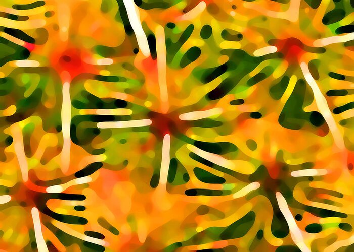Abstract Greeting Card featuring the painting Cactus Pattern 3 Yellow by Amy Vangsgard