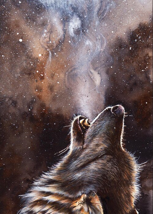 Wolf Greeting Card featuring the painting Cadence by Peter Williams
