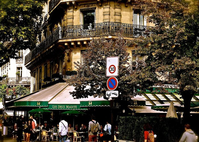 Cafe Deux Magots Greeting Card featuring the photograph Cafe Deux Magots by Ira Shander