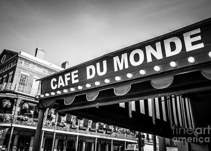 America Greeting Card featuring the photograph Cafe Du Monde Black and White Picture by Paul Velgos