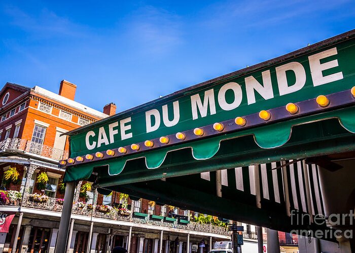 America Greeting Card featuring the photograph Cafe Du Monde Picture in New Orleans Louisiana by Paul Velgos