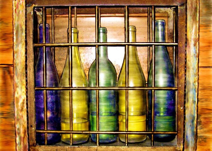 Wine Greeting Card featuring the digital art Caged Spirits by Ric Darrell