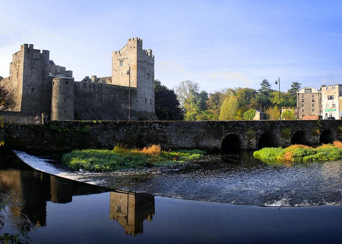 Caher Greeting Card featuring the photograph Caher Castle and Bridge by Mark Callanan