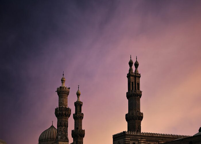Egypt Greeting Card featuring the photograph Cairo mosque at dusk by Sophie McAulay