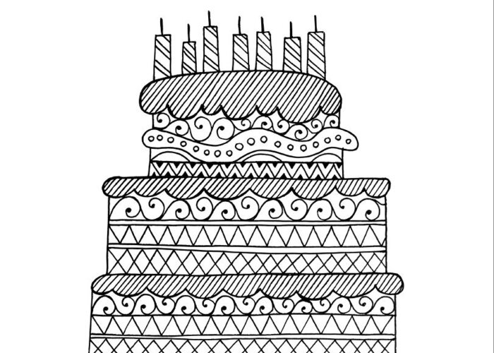 Neeti Goswami Greeting Card featuring the drawing Cake by MGL Meiklejohn Graphics Licensing