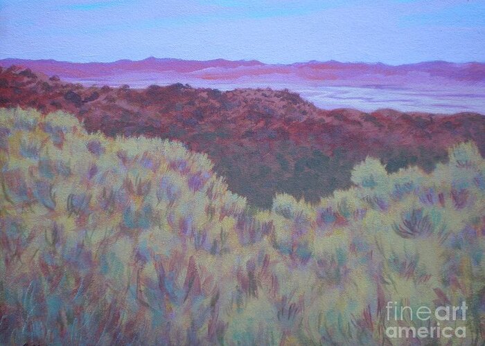 Landscape Greeting Card featuring the painting California Dry River Bed by Suzanne McKay